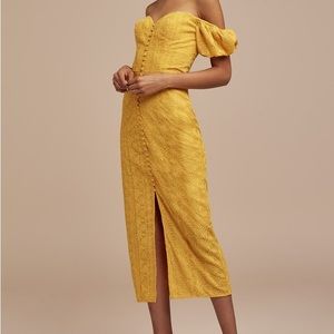 NWT Finders Keepers Yellow Marigold Off The Shoulder Maxi Dress Size Medium